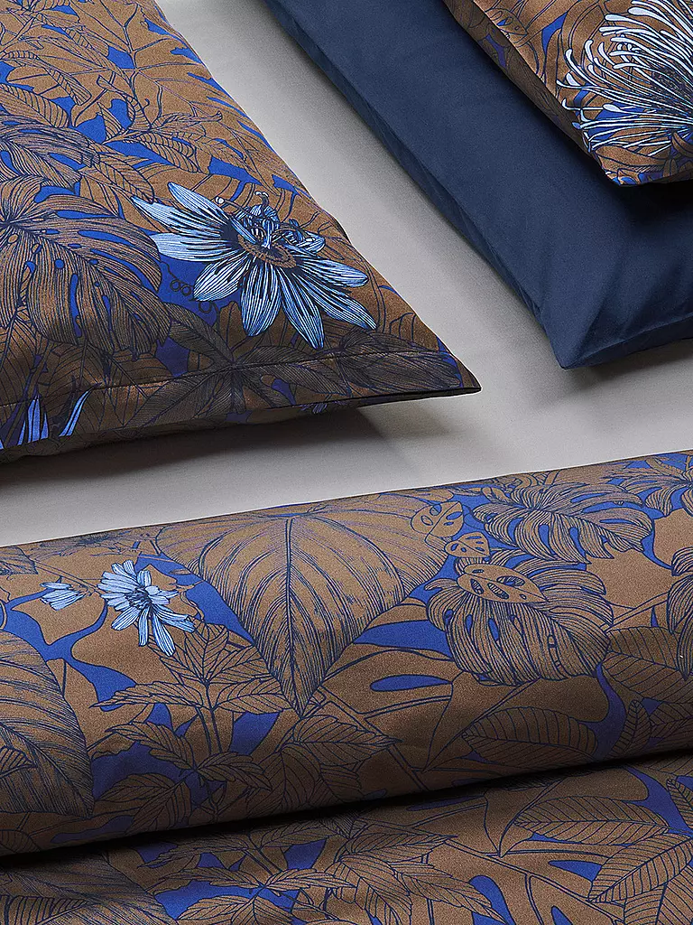 CHRISTIAN FISCHBACHER Satin-Deckenbezug GOLDEN GARDEN 140x200cm Kupfer/Blau kupfer
