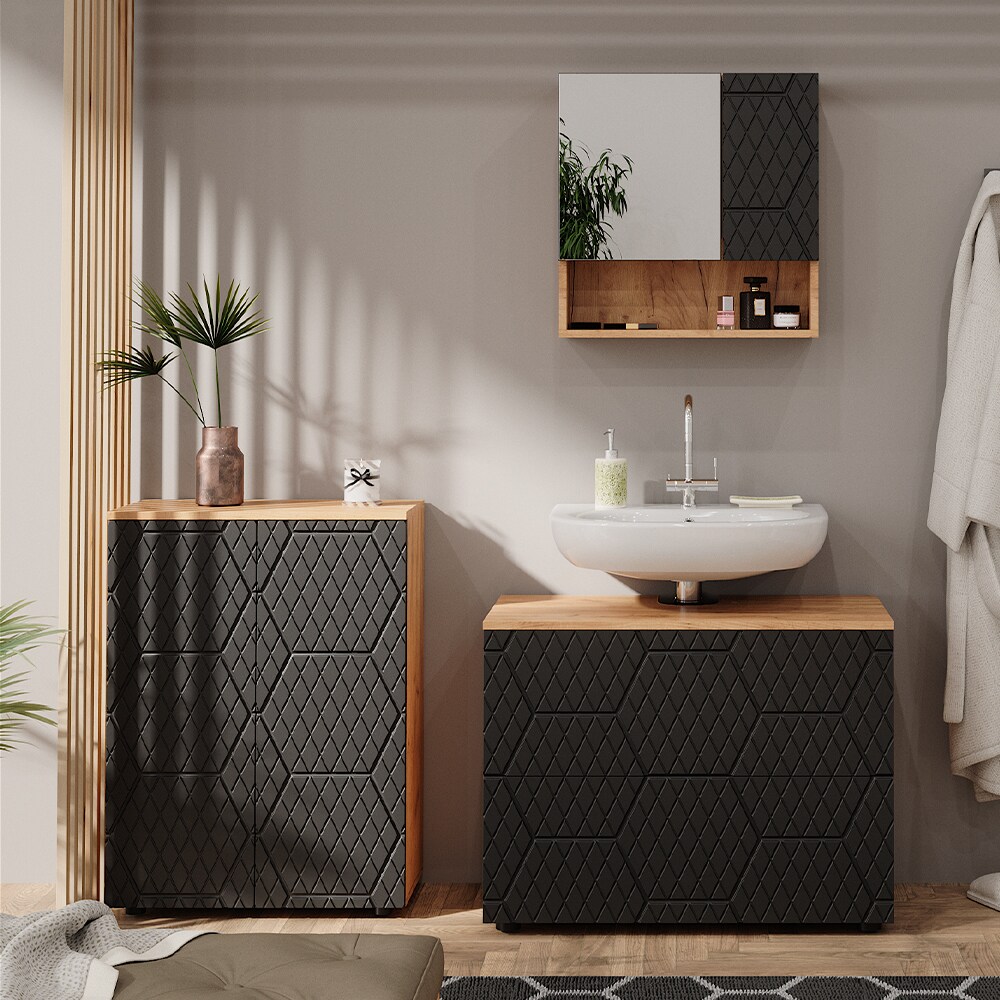 Vicco Badspiegelschrank Irma Eiche Anthrazit 54 x 55 cm Badezimmer