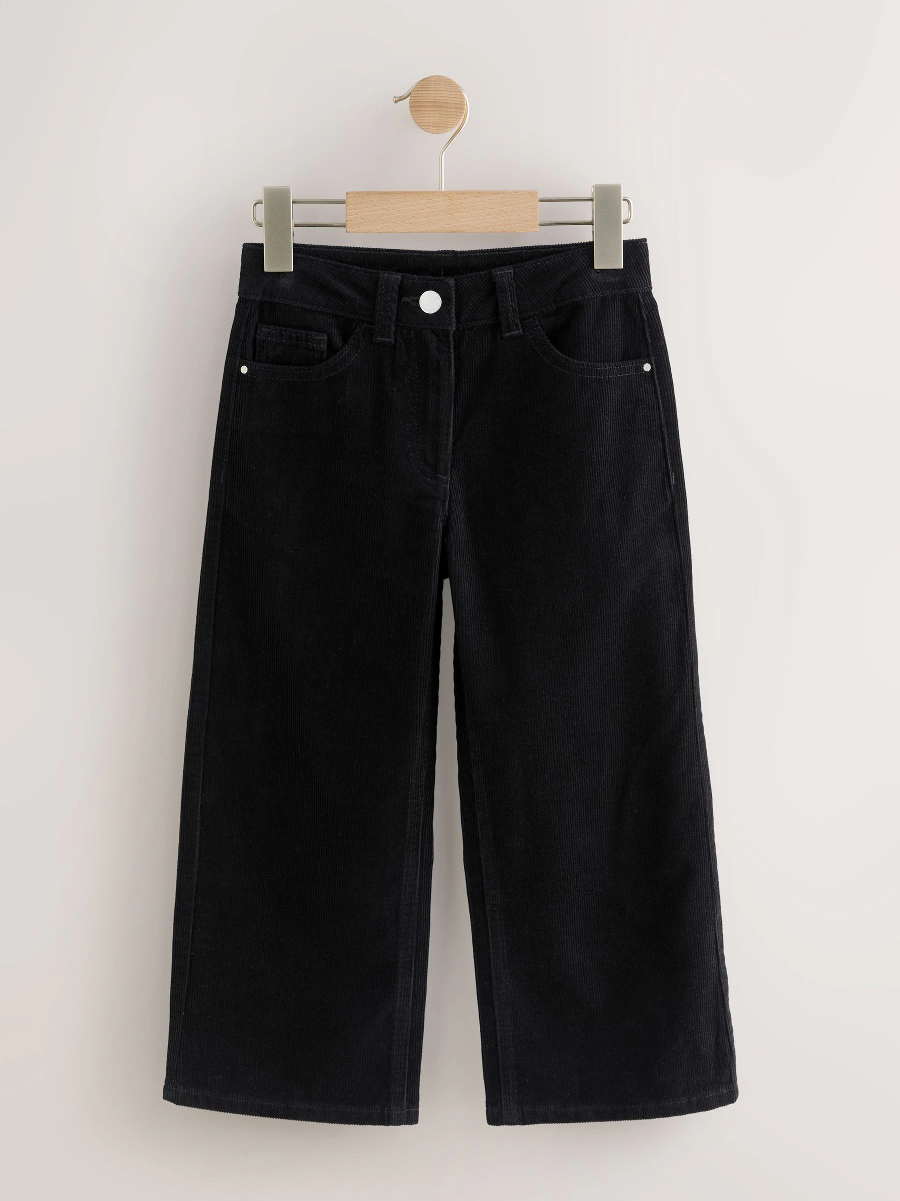Zwart - Cord Wide Leg Trousers (3-16yrs)