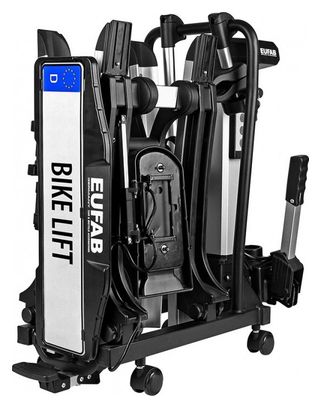 Porte-Vélos Electrique sur Boule D'attelage Pliable Bike-Lift Prise 13 Broches - 2 Vélos (Compatible E-Bikes) Noir Argent