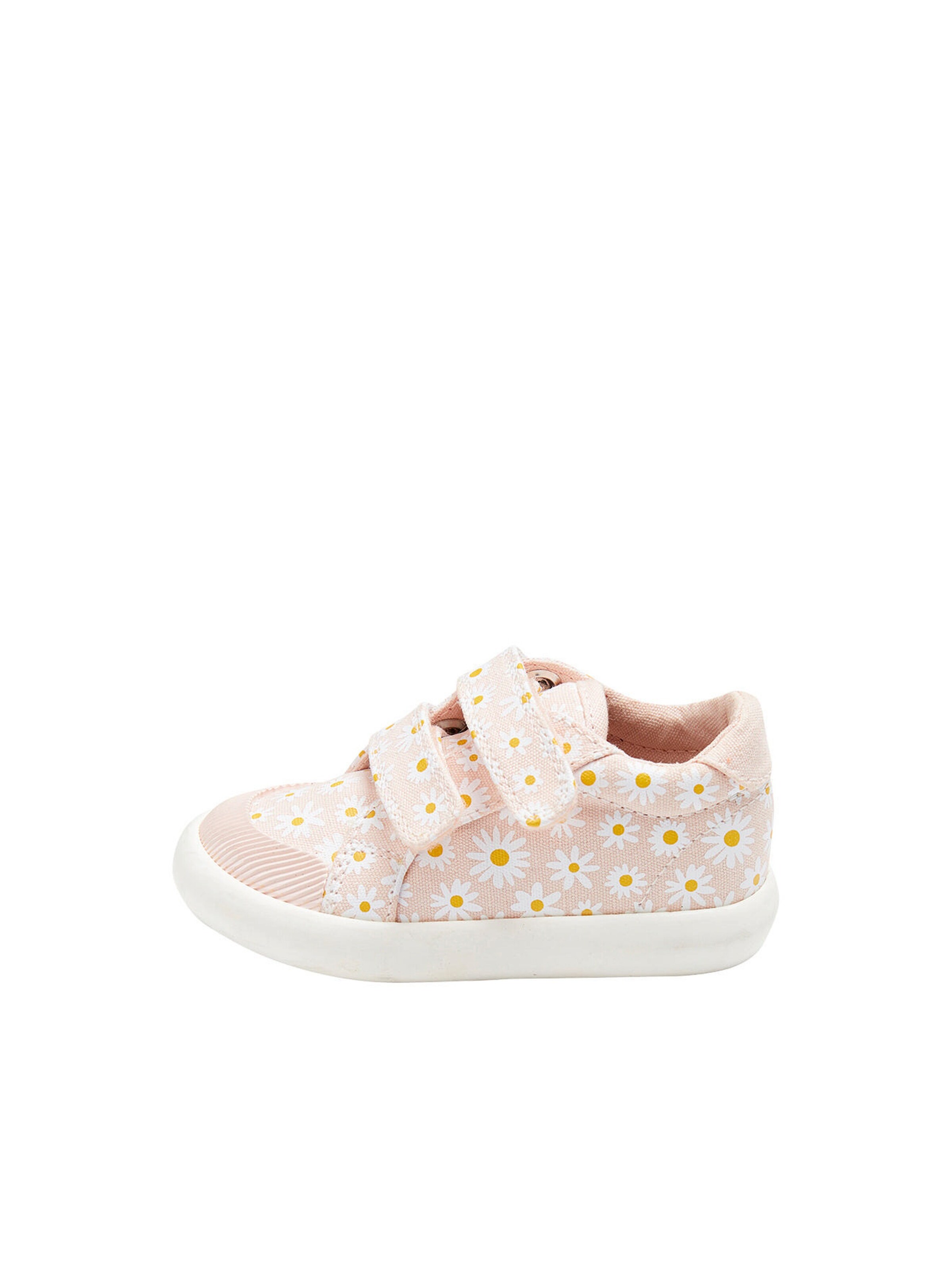 Vertbaudet Mädchen Baby Stoffschuhe, Klett rosa bedruckt