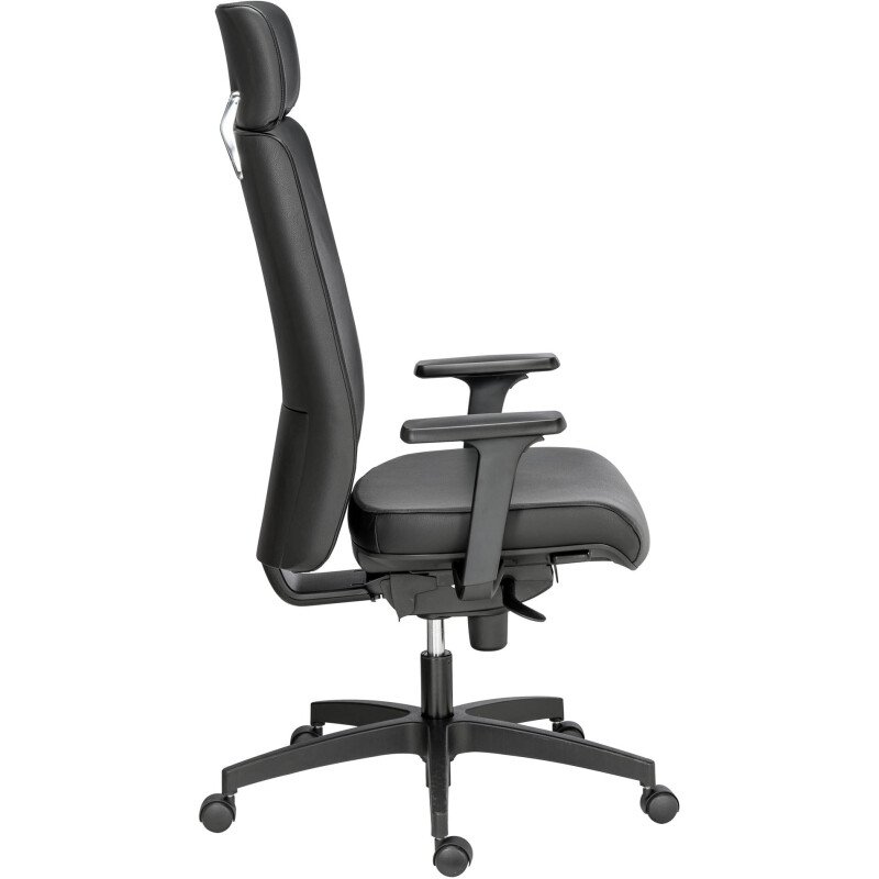 Fauteuil de bureau Warren cuir - avec accoudoirs, appui-tête et réglage profondeur d’assise - Mécanisme Synchrone + réglage profondeur d’assise