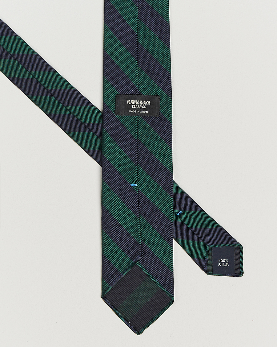 Kamakura Shirts Vintage Ivy Regimental Stripe Silk Tie Navy/Green