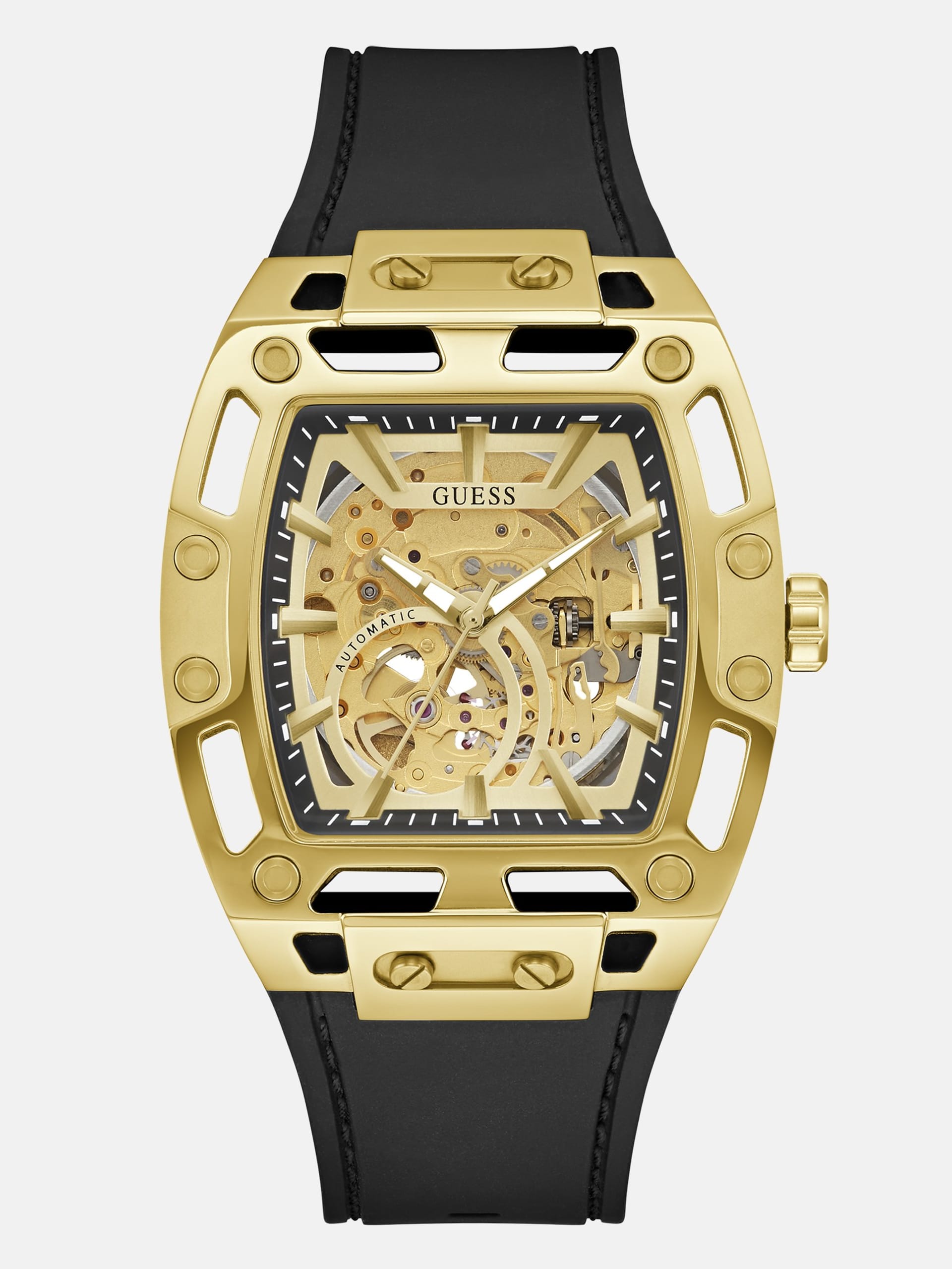 Relógio analógico de silicone dourado