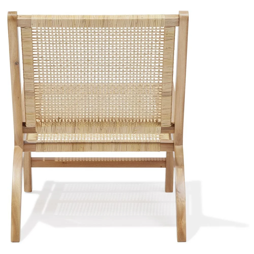 Fauteuil Nidam bois d'acajou et rotin naturel - L54xP77xH71 cm