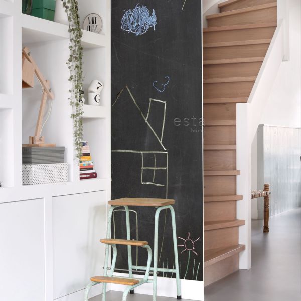 Estahome Krijtbord Behang - 0,53 x 5,6 m - Zwart