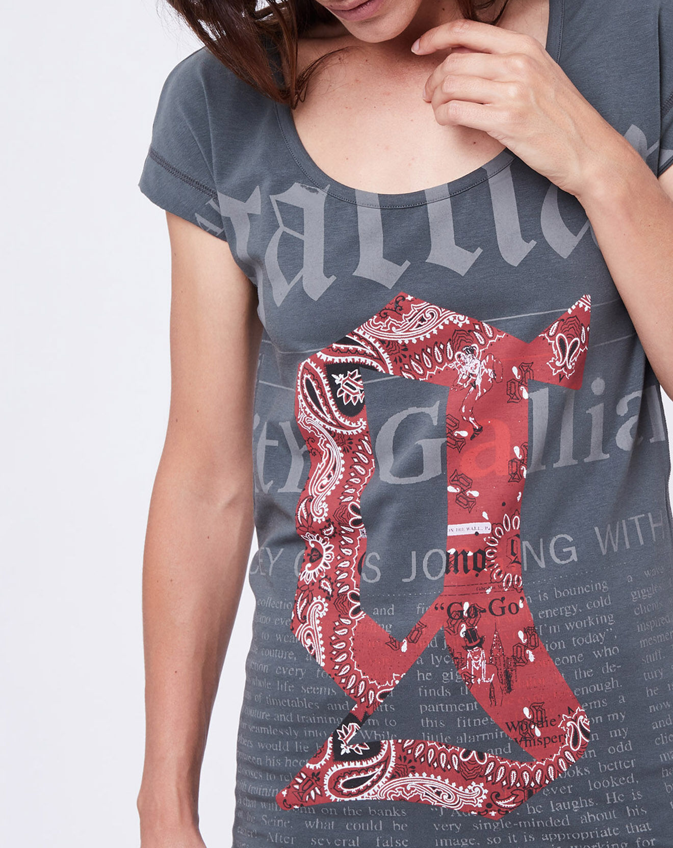 John Galliano T-Shirt Long gris ardoise