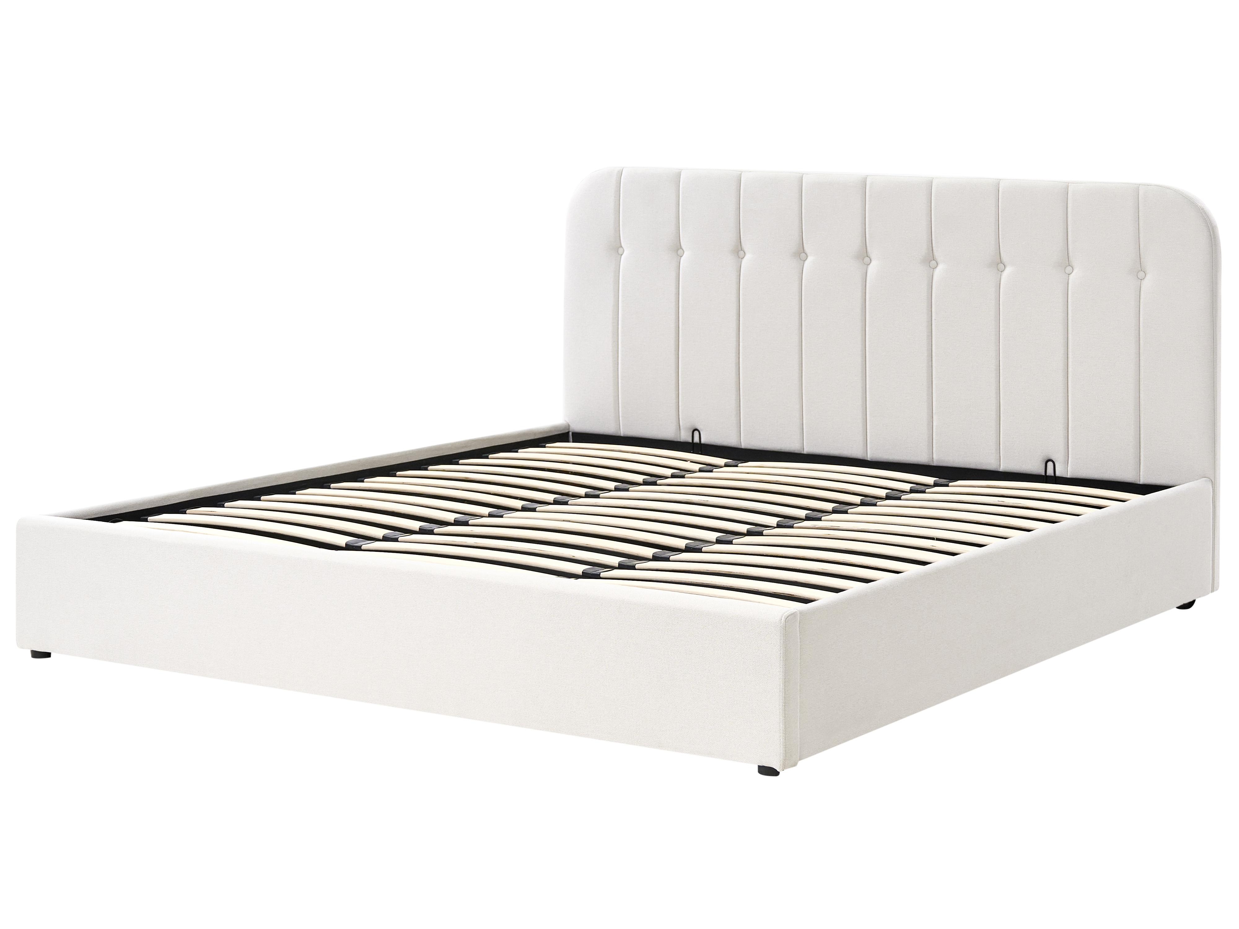Bed met opbergruimte Stof CHALLANS 180 x 200 cm Gebroken wit