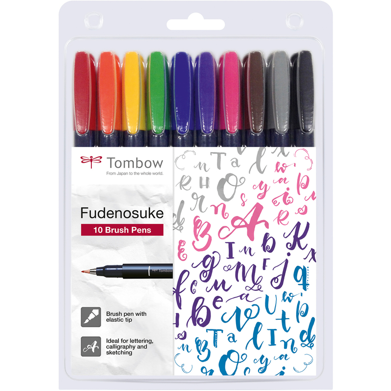 Tombow Kalligrafiestifte Fudenosuke, 10 Stück, assortiert