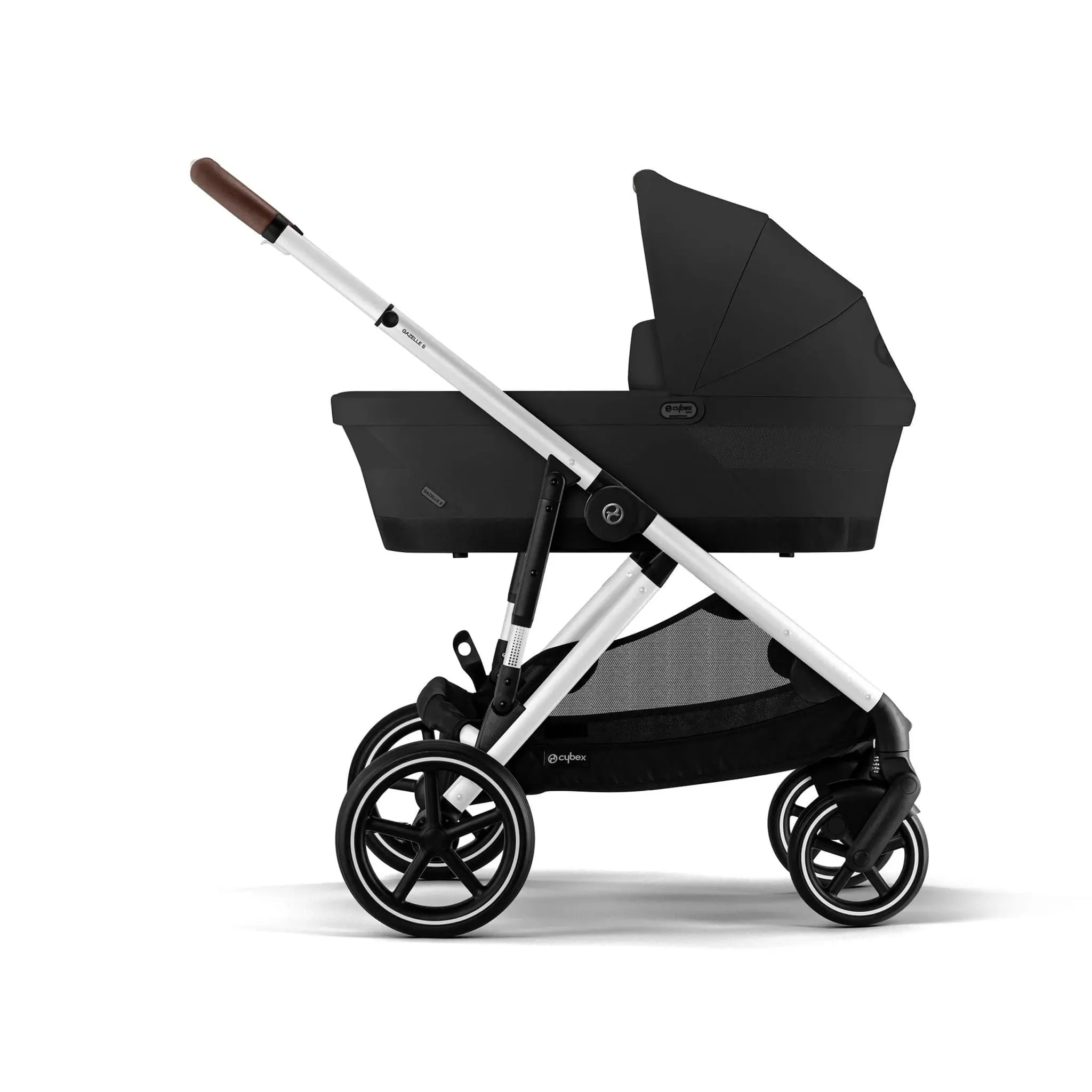 Cybex Poussette double Gazelle S 2 – Châssis argentNacelle noir moon