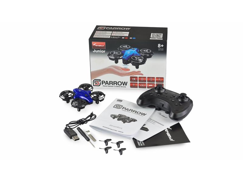 Amewi Drohne Sparrow, Blau, RTF Sparrow Mini-Drohne mit Sensoren