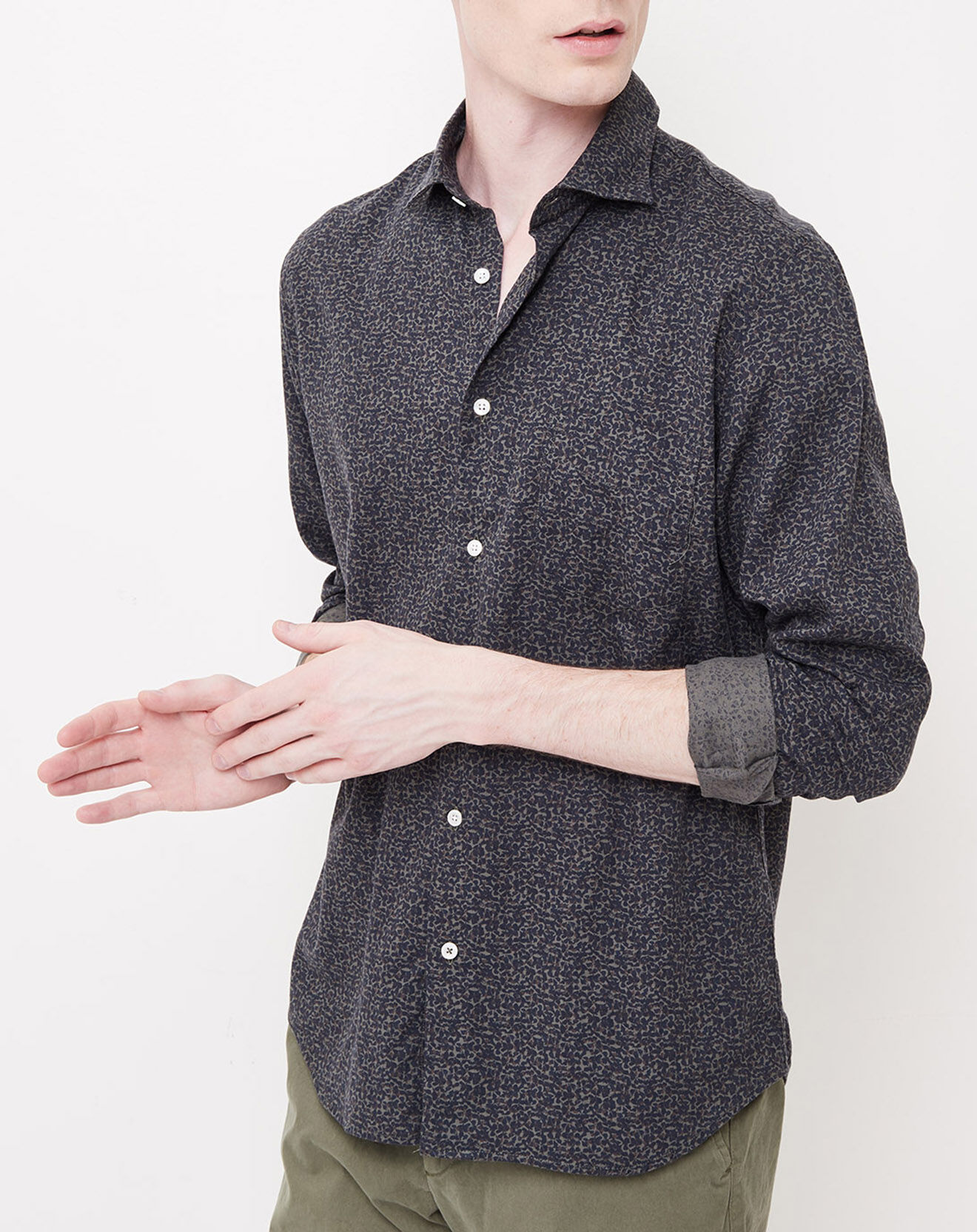 Hartford Chemise Regular Penn imprimée vert/marine