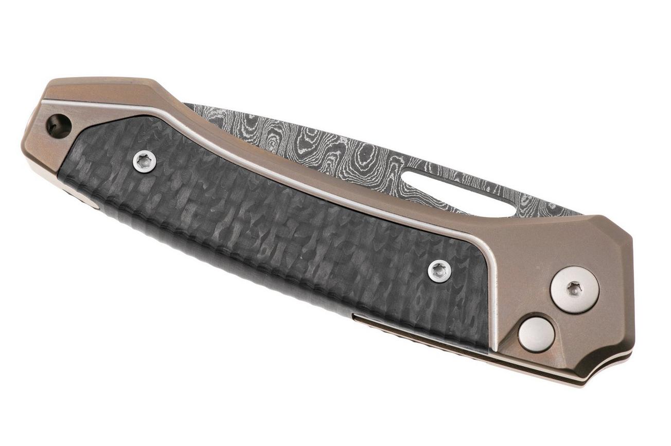 LionSteel Twain Chad Nichols Scrambled Damascus TW-D-BR Bronze Titanium, Carbon Fiber, zakmes, Gianni Pauletta design