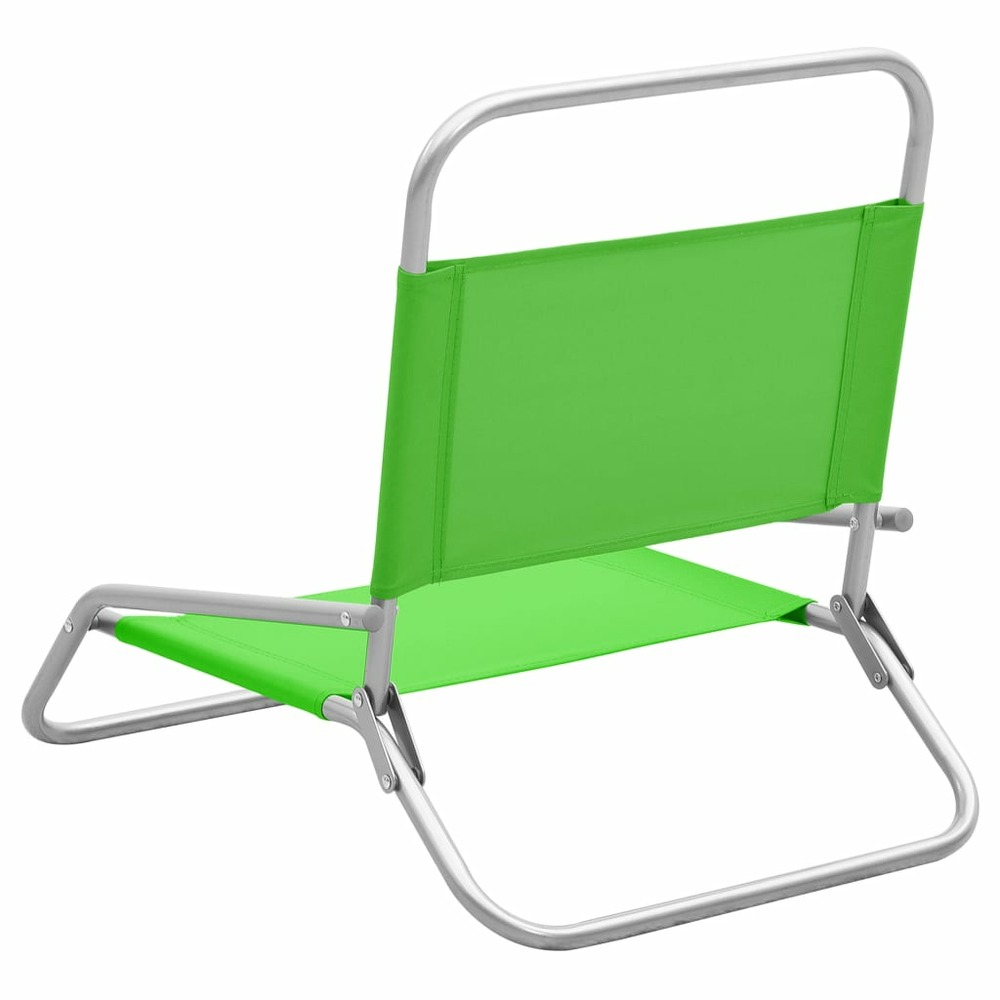 Chaises de plage pliables 2 pcs vert tissu