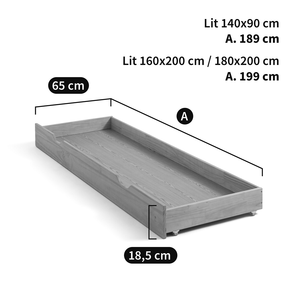 LA REDOUTE INTERIEURS<br>Gaveta de arrumação com rodas para debaixo da cama, Jalun