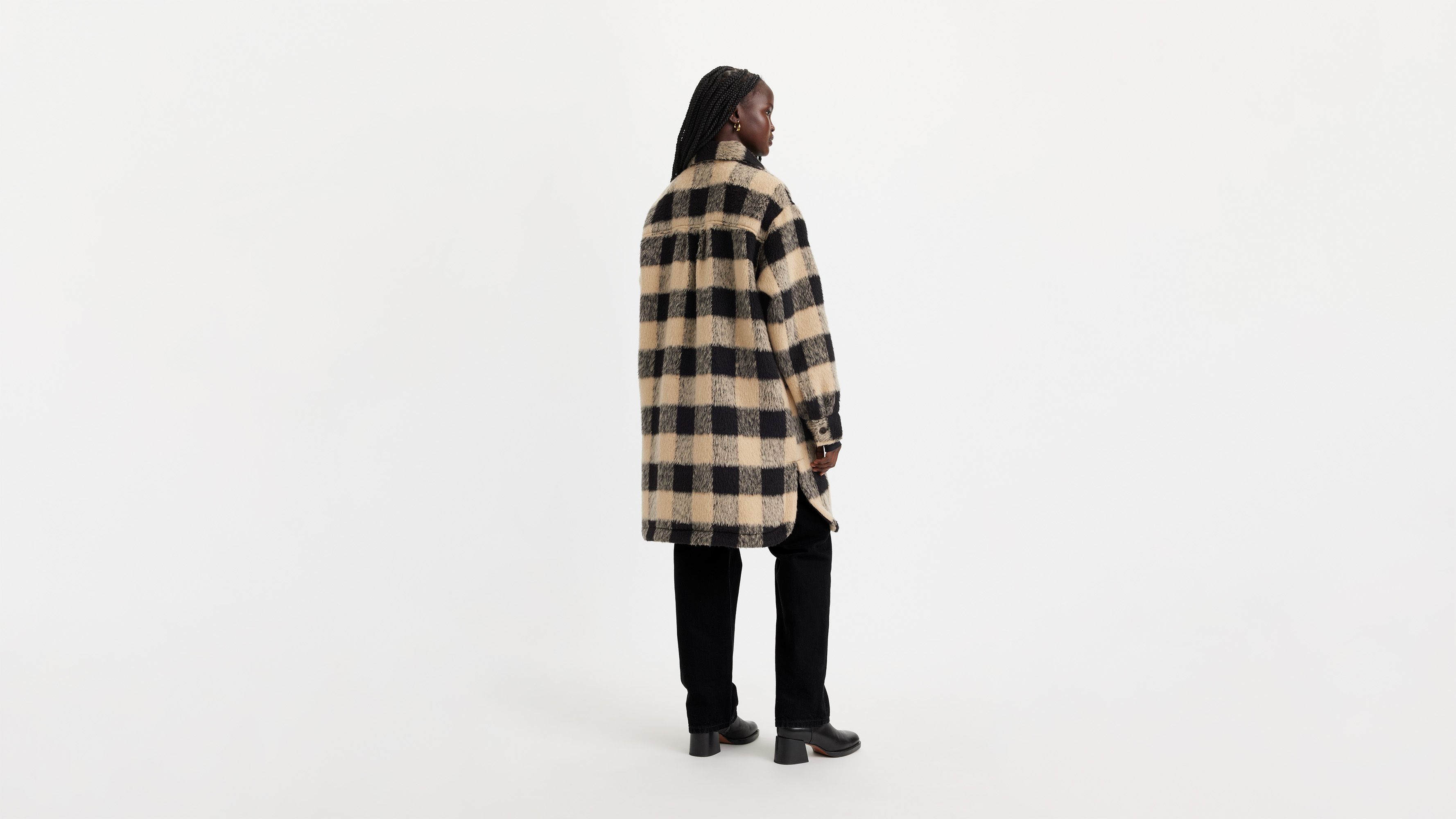 Veste longue Nola - Darla Gingham Almond Buff - Multicolore
