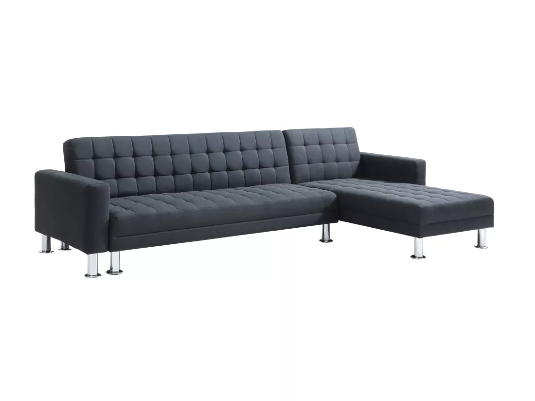 Canapé d'angle convertible et réversible en tissu noir WILLIS II
