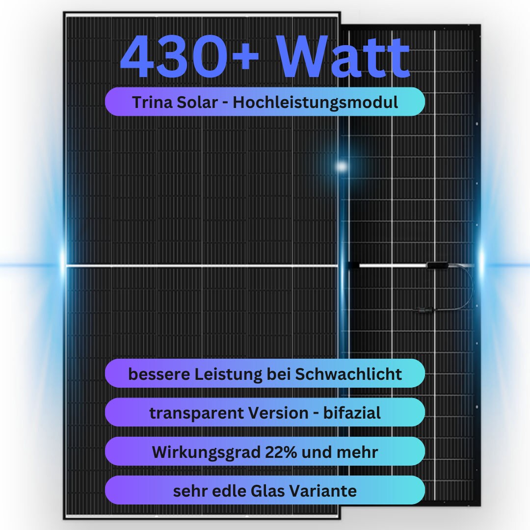 MyCarport Balkonkraftwerk 1760+ Watt – Premium transparent Variante