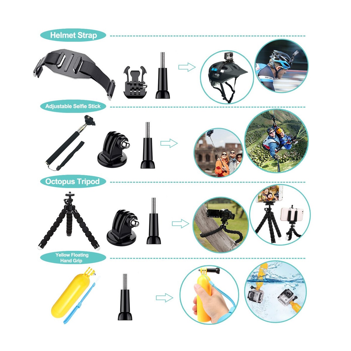 Tilbehørssett for GoPro Hero - 50 deler