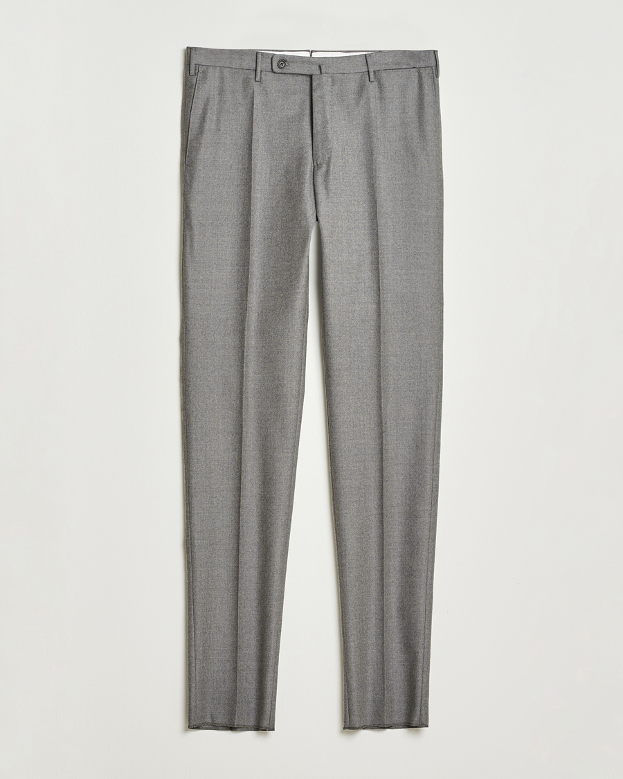 Incotex Regular Fit Worsted Flannel Trousers Light Grey