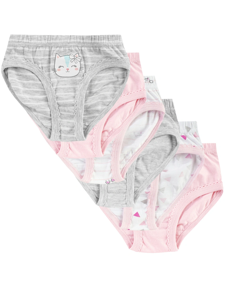Slip CATS & TRIANGLE 6er-Pack in rosa/grau