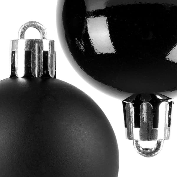 Sett med 20 uknuselige holdbare juletrekuler i sort