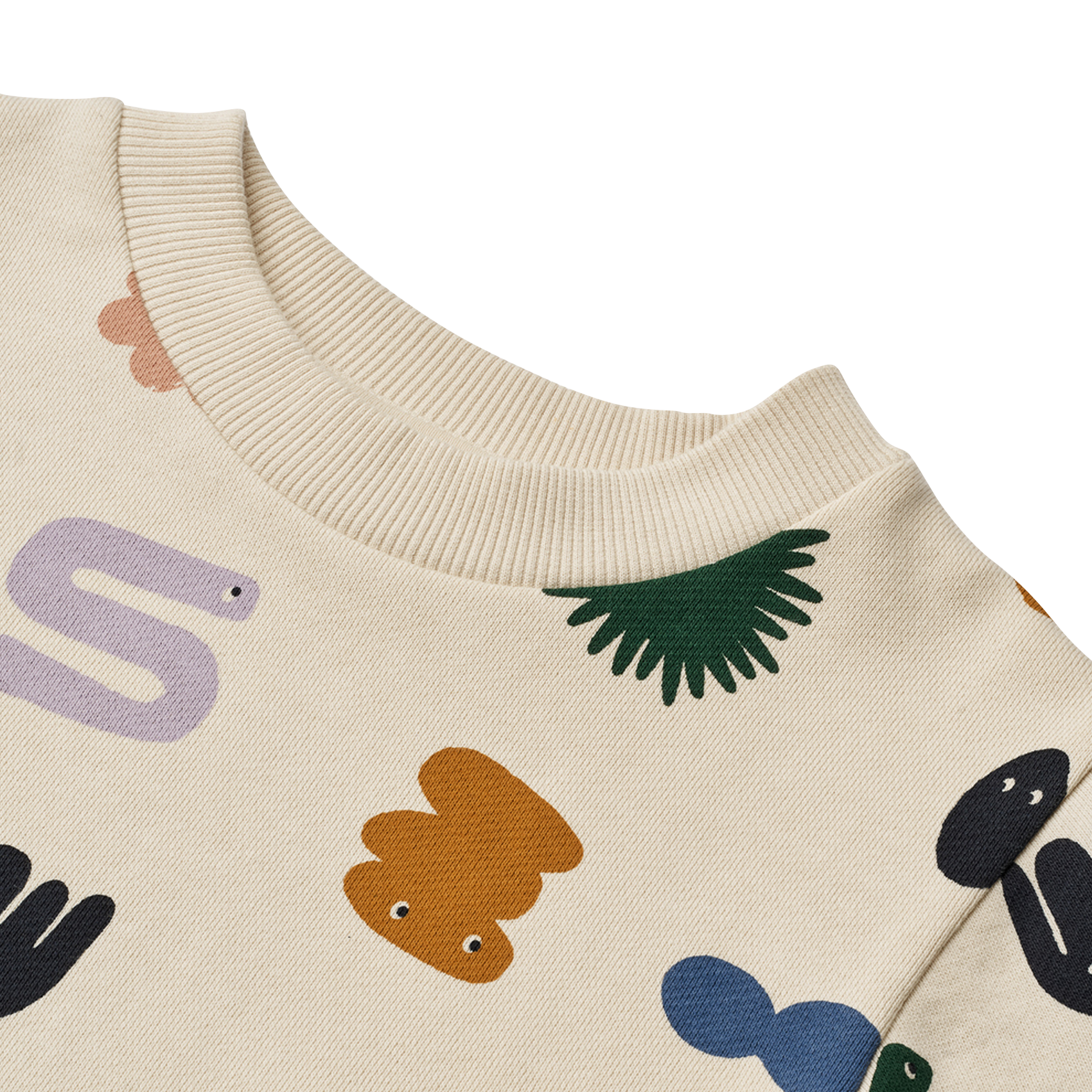 THORA - Sweat col rond imprimé en coton mélangé | Beige