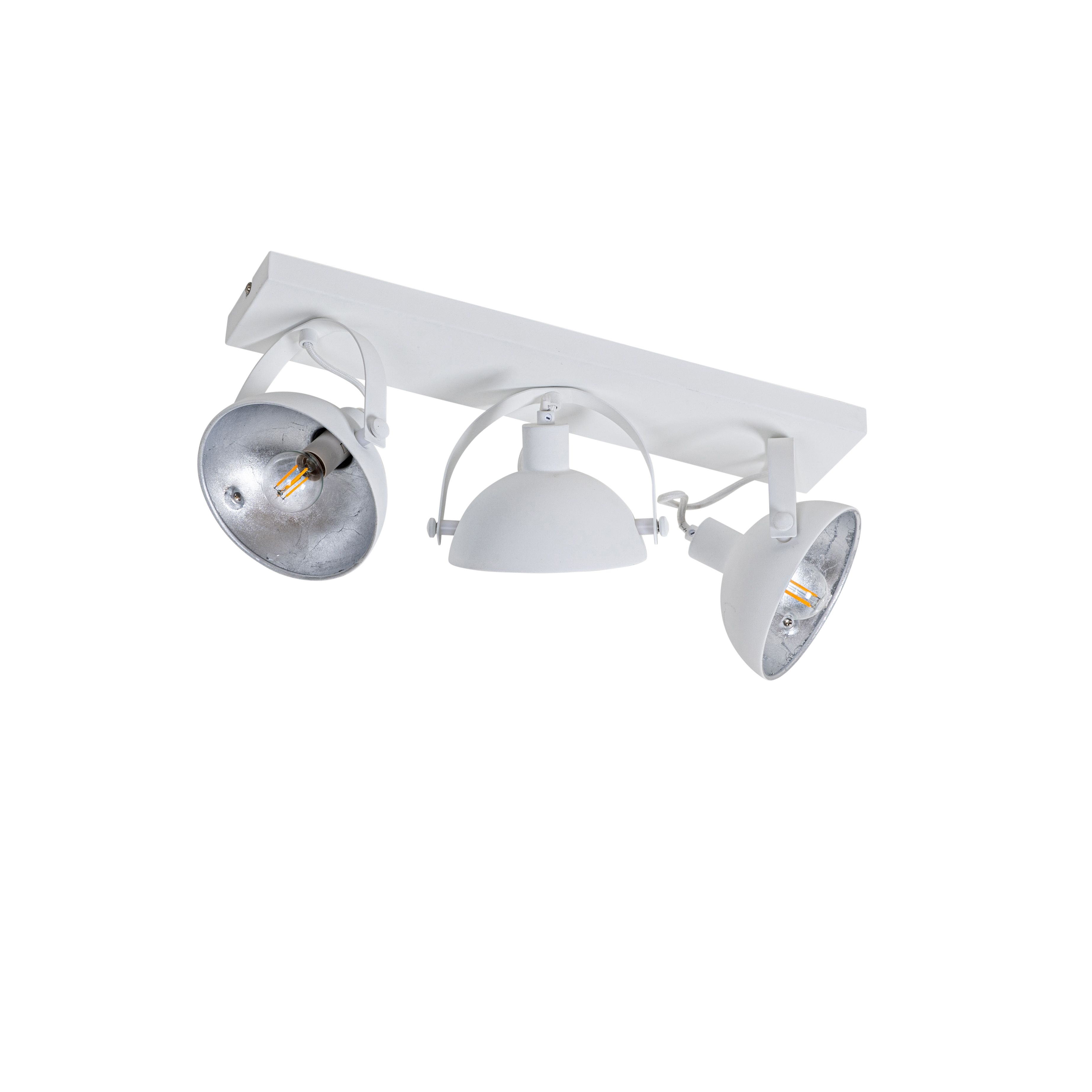 Industriële plafondlamp wit met zilver 3-lichts verstelbaar - Magnax