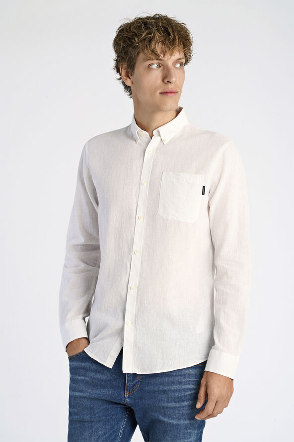 Lindbergh Cotton/linen shirt L/S Hvid