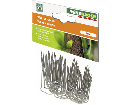 WINDHAGER plantenstokken, metalen bevestigingsaccessoires voor plantenstokken, 50 stuks; plantenklemmen voor kokosvezel plantenstokken