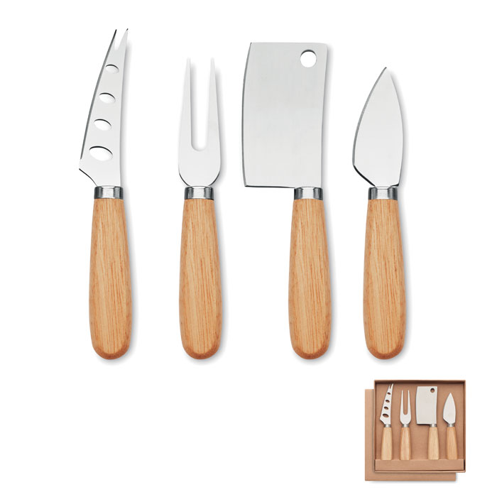 GiftRetail MO2547 - CAMEMBERT Set de 4 couteaux à fromage