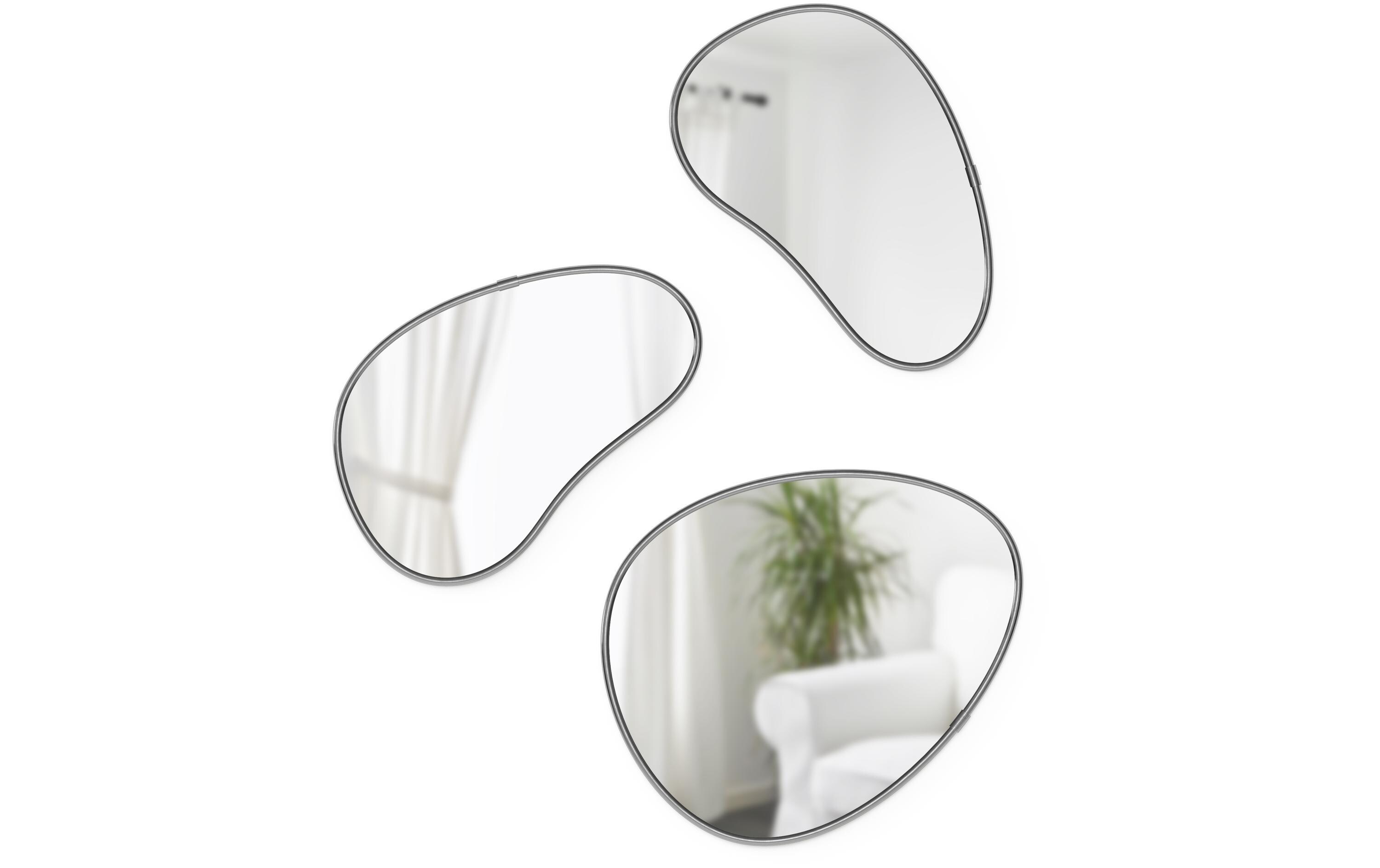 Spiegel Hubba Pebble 3er Set, SchwarzModernes Wandspiegel-Set
