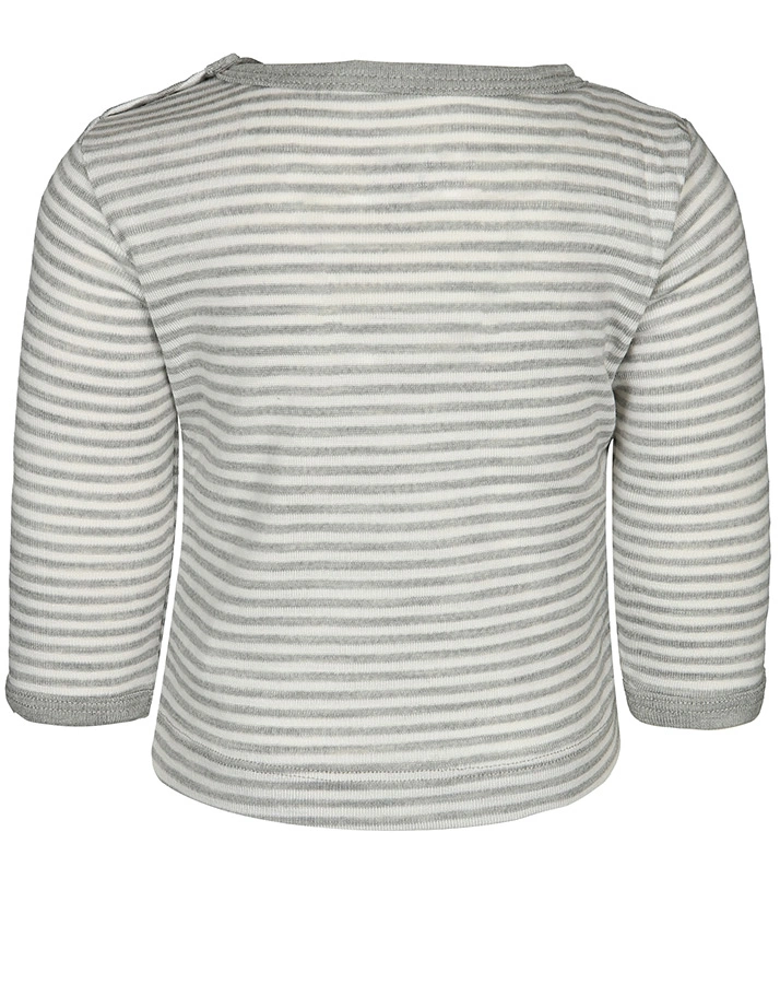 Langarm-Shirt JOY STRIBE mit Seide in grau/weiß