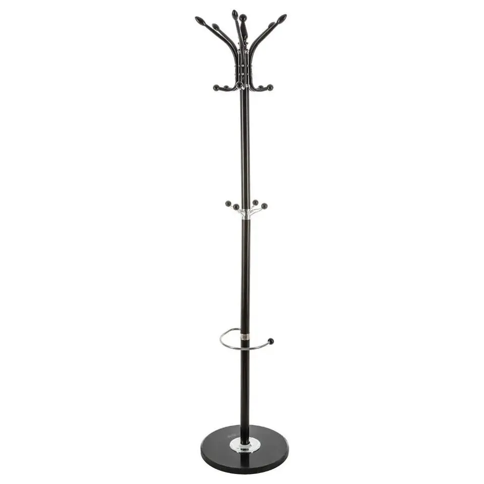 5Five kapstok - zwart - metaal/kunststof - 14 haaks - 37 x 182 cm