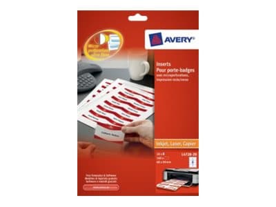 Avery Name Badges Printable inserts - Hvit - 60 x 90 mm - 190 g/m² - 160 kort (20 ark x 8) navneskiltkort