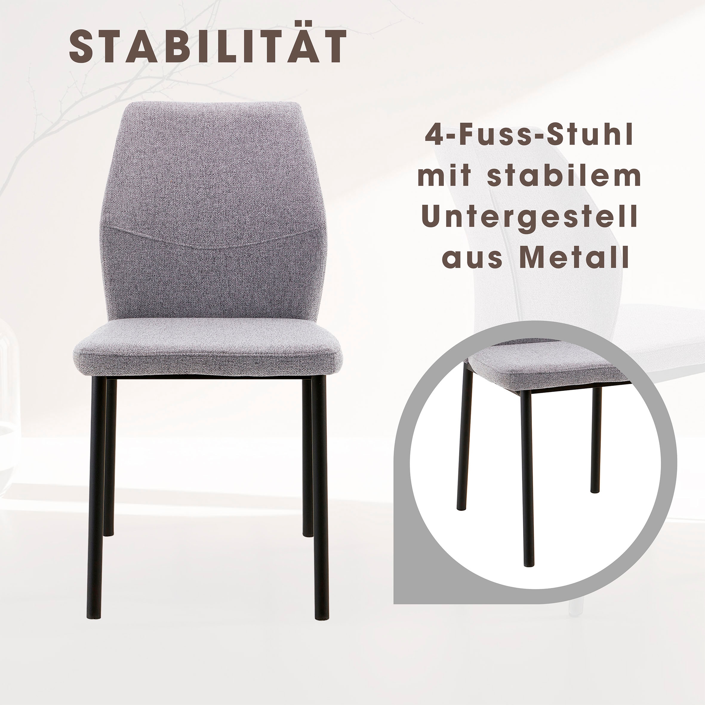 GOODproduct Essgruppe »Genf Tischgruppe, Esstisch plus 4 Stühle« Set, Otto's DAUERTIEFPREIS, 5 Stk. tlg. Küchentisch, 4 Stühle, moderne Tischplatte in eiche/schwarz