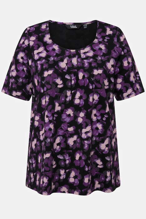 T-Shirt, Batikdruck, A-Linie, Herzausschnitt, Halbarm