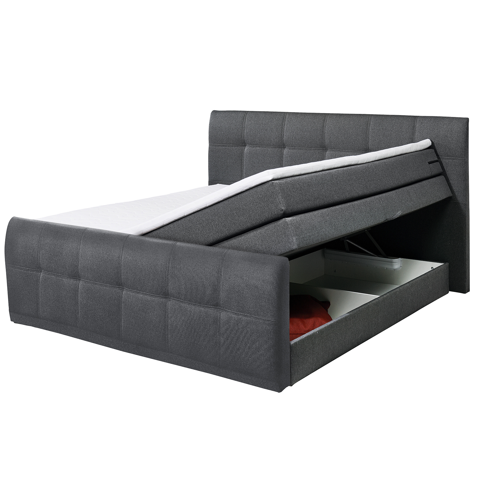 Boxspringbett - anthrazit - Taschenfederkern - H2 - 180x200 cm