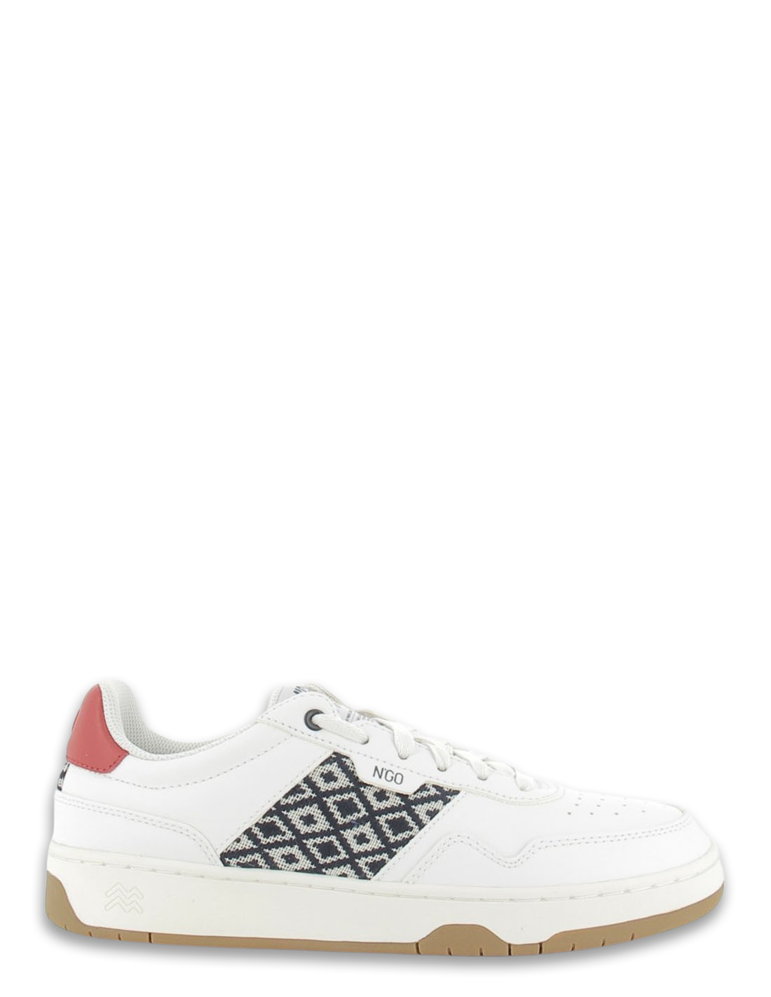 n'go shoes baskets de ville mixte huê classique cuir blanc/noir/rouge