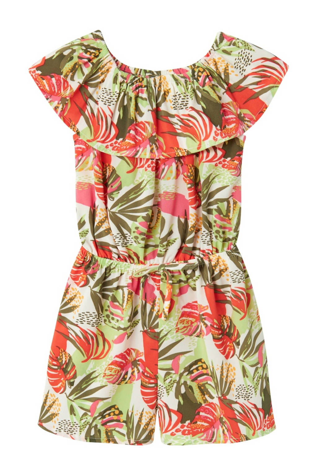 NAME IT gebloemde playsuit NMFVINAYA groen/rood/wit