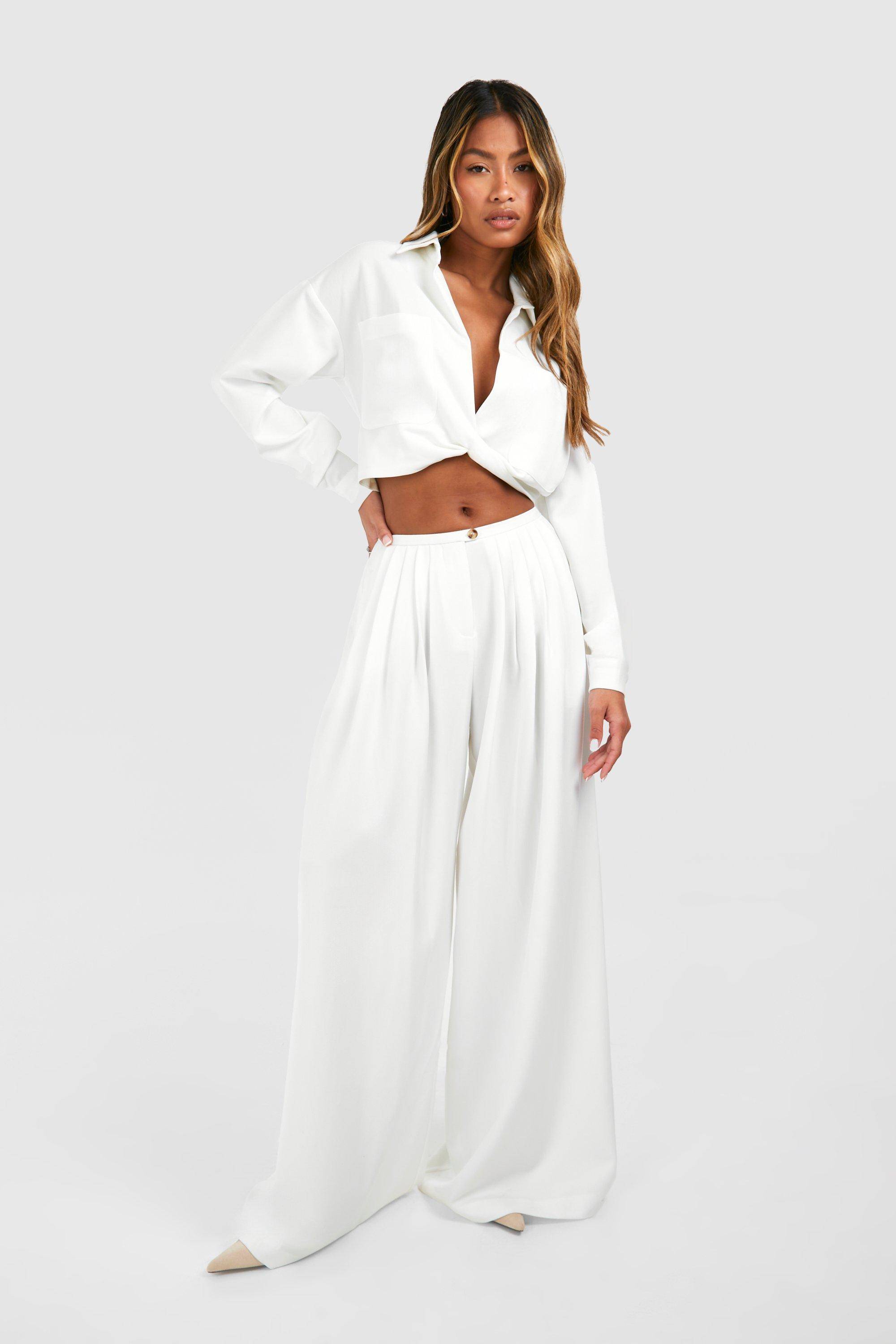 boohoo Pantalon plissé à jambes larges extrêmes taille basse