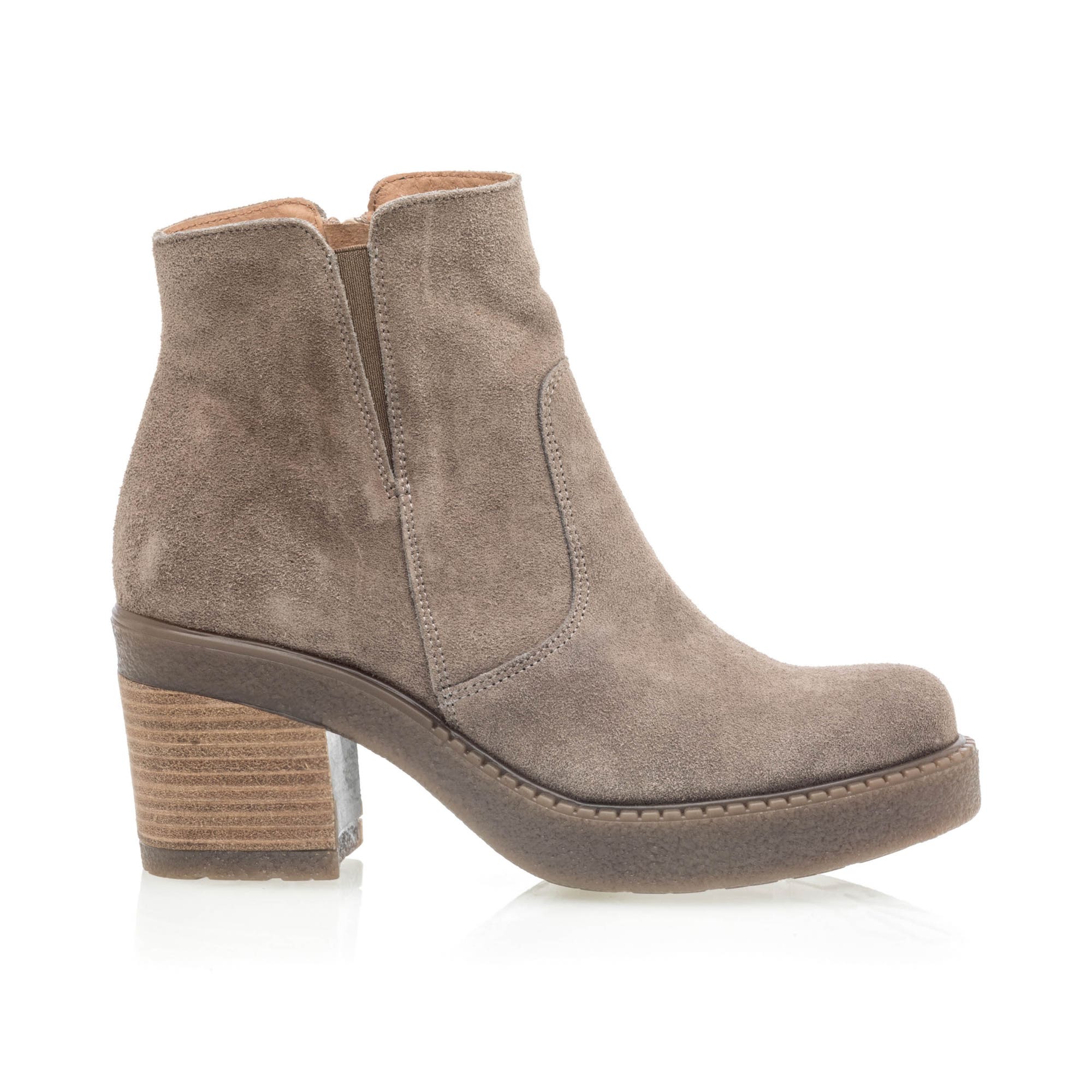 Bottines à talon Femme en cuir taupe
