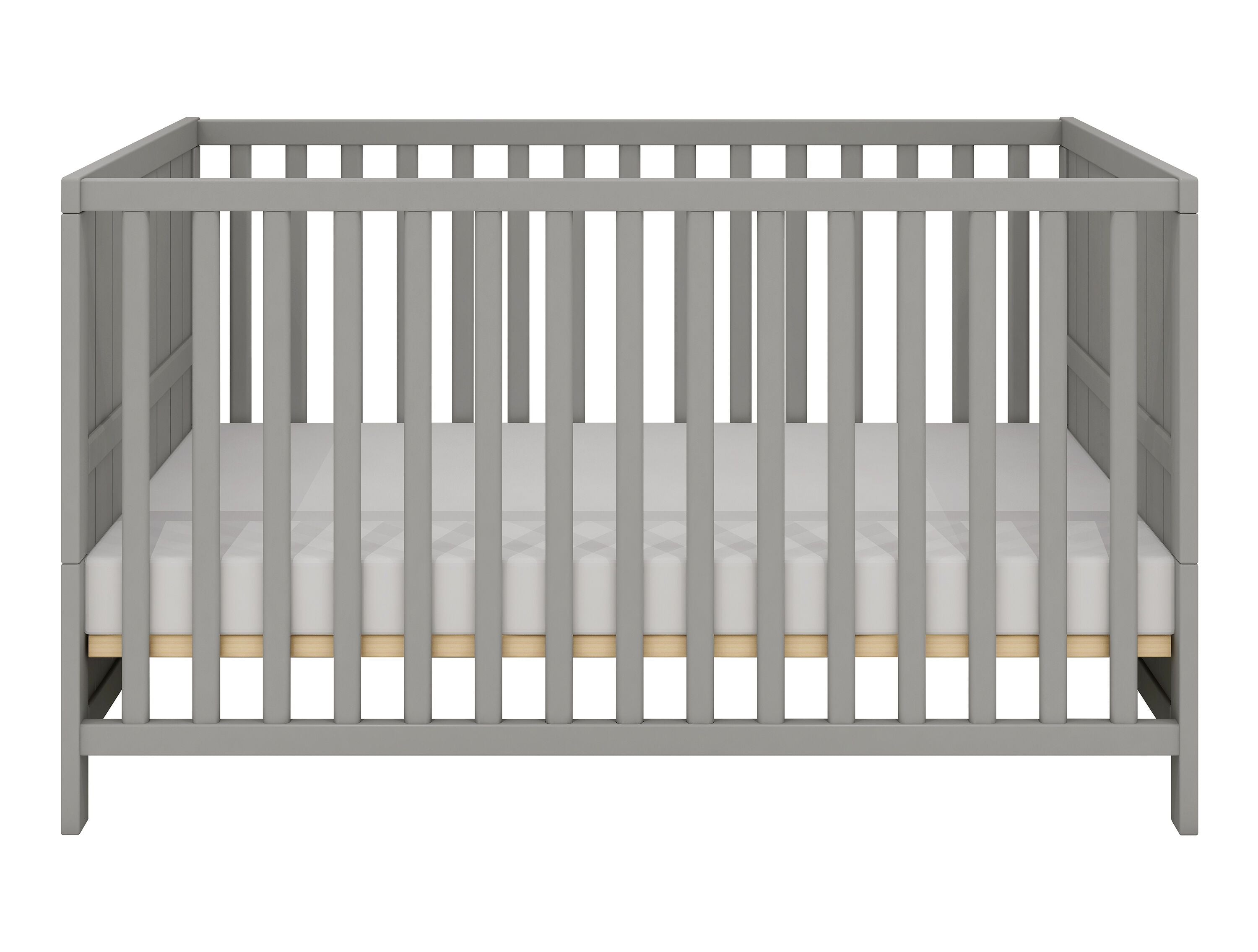 LUNA Babybett Grau 140x70cm gerillt - Grau / B: 74.6 cm x T: 144.4 cm x H: 83.6 cm