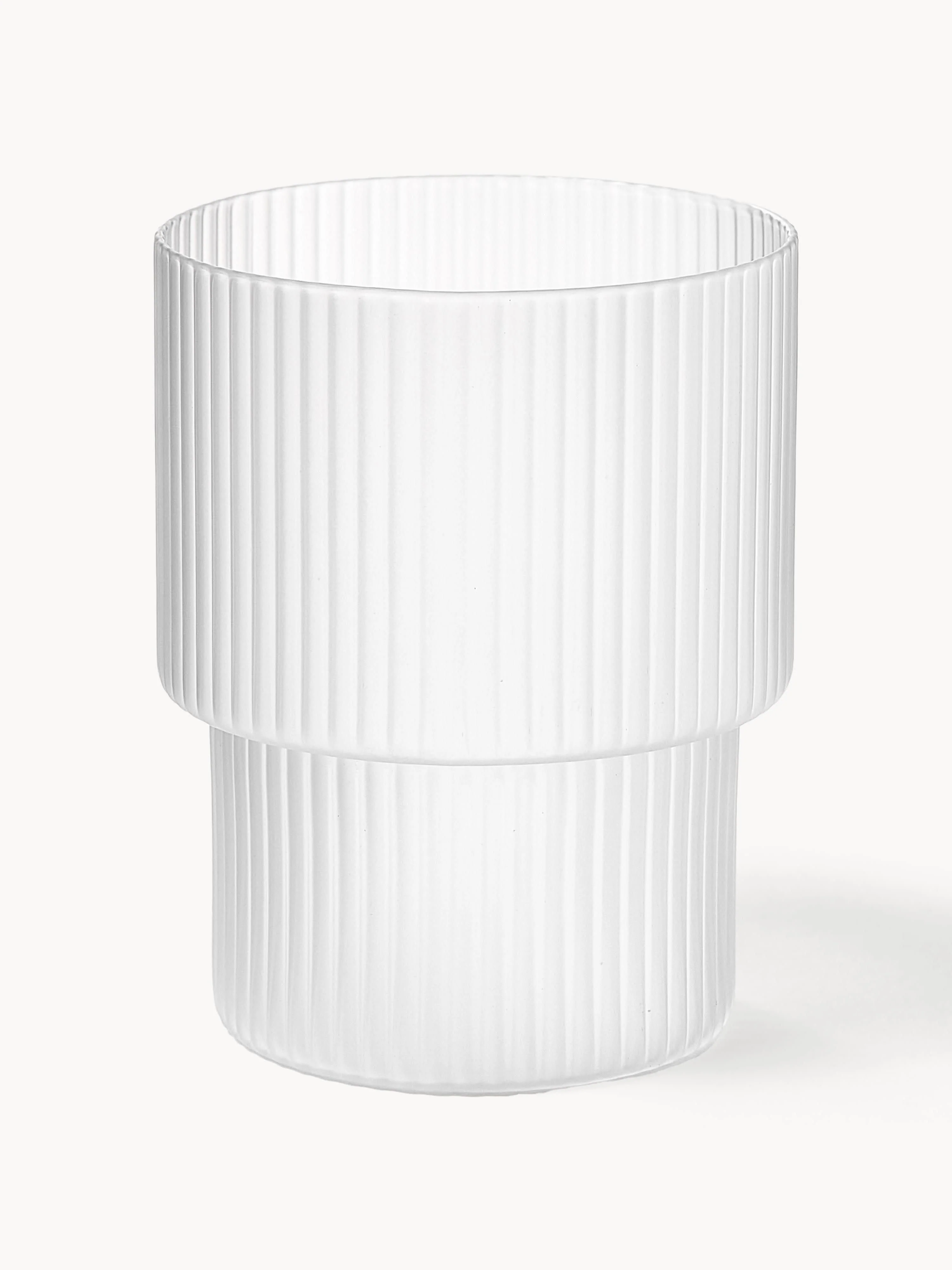 Mondgeblazen tumblers Ripple met groefreliëf, 4-delig