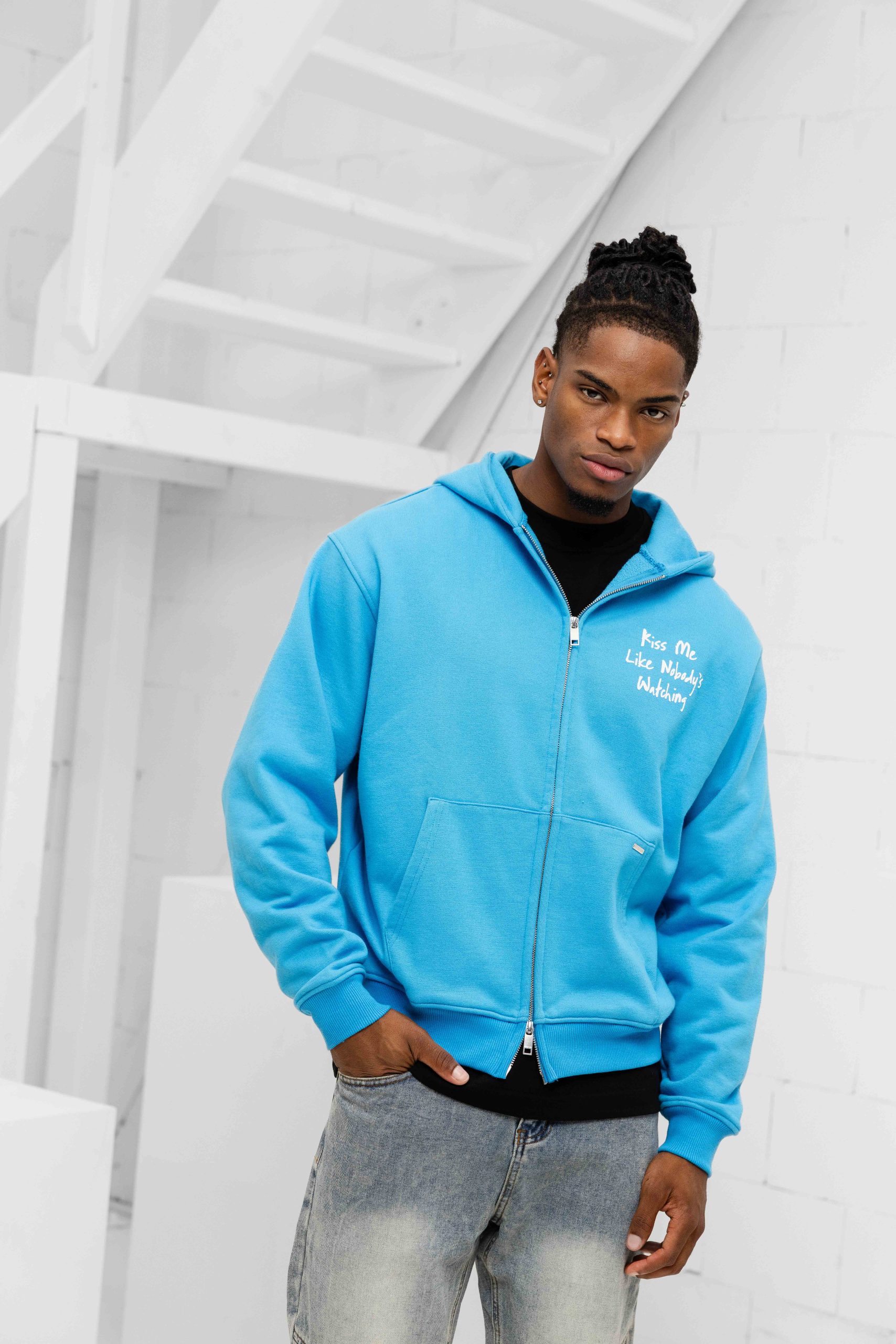 Croyez Kiss Me Like Zip Hoodie Heren Blauw