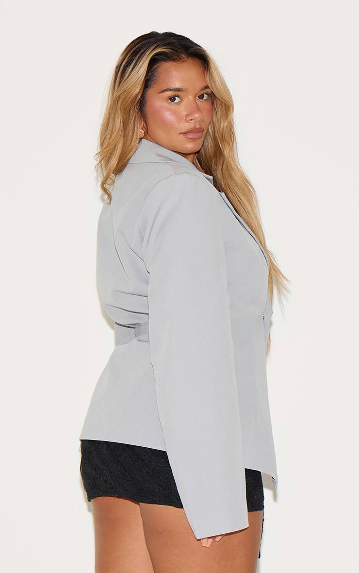 Gris Clair Blazer Ajusté Asymétrique Croisé Avec Taille Ajustable Shape