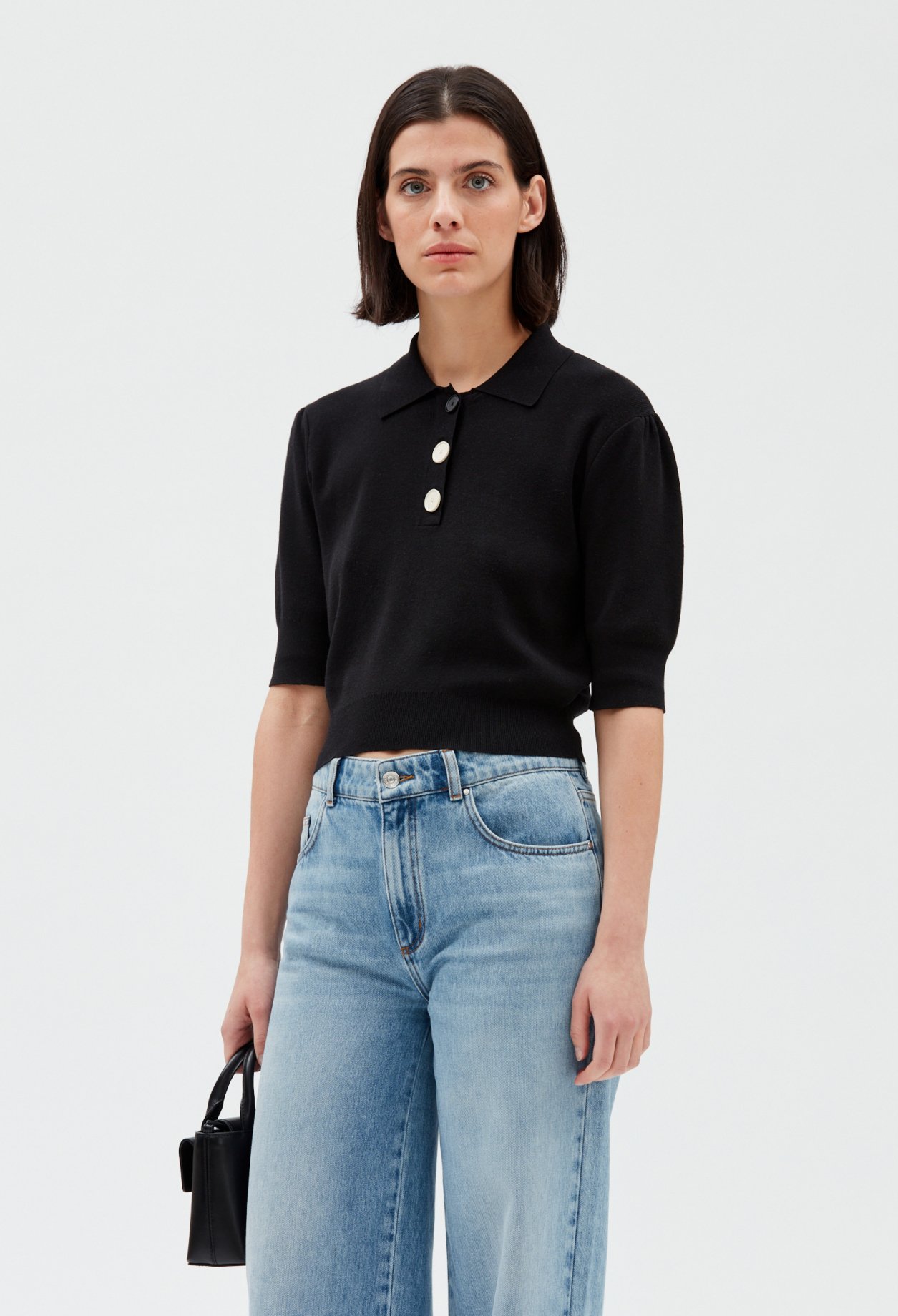 Polo manches courtes maille noir
