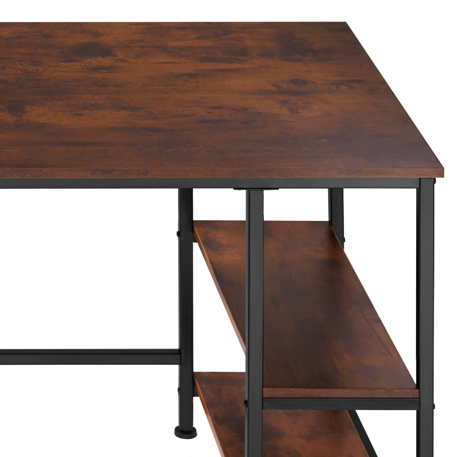tectake® Computer-Schreibtisch, Industrial Style, Seitenregal mit 2 Ablagefächern, 120 x 60 x 75,5 cm
