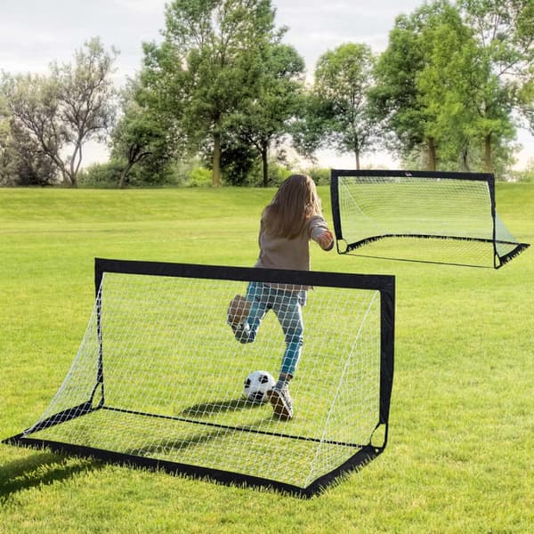 Fotballmål Sett Med 2 Minimål, Sammenleggbare Laget Av Stål Og Tetrolon, Svart, 186X90X89 Cm
