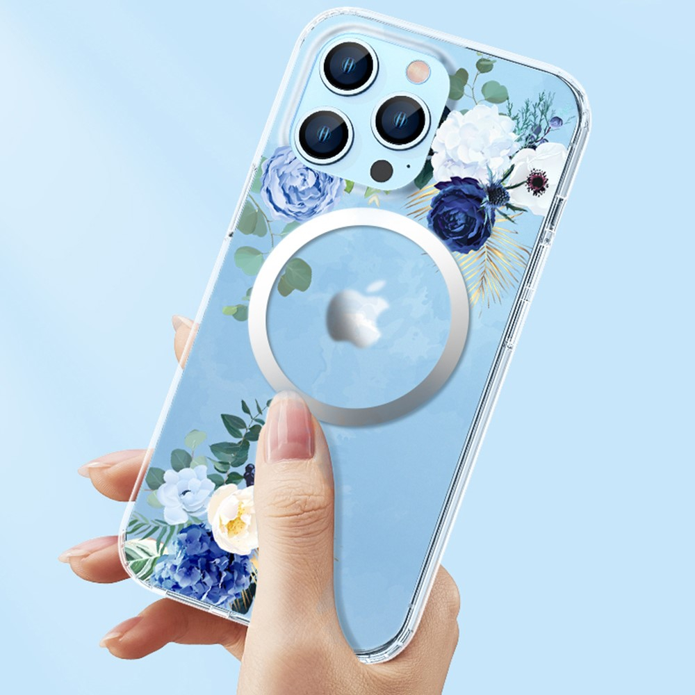 iPhone 14 Pro MagSafe Hybrid Hülle TPU Bumper Acryl Rückseite - Sakura Blumen